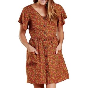 Toad&Co Hillrose Button-Up Short Sleeve Dress - Chestnut - Size Small S